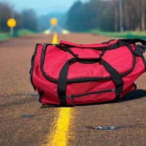 Red and Black Duffel Bag Large Travel Gym Sports